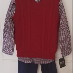 TFW Youth Boys Size 6 Sweater Vest, Plaid Shirt &
